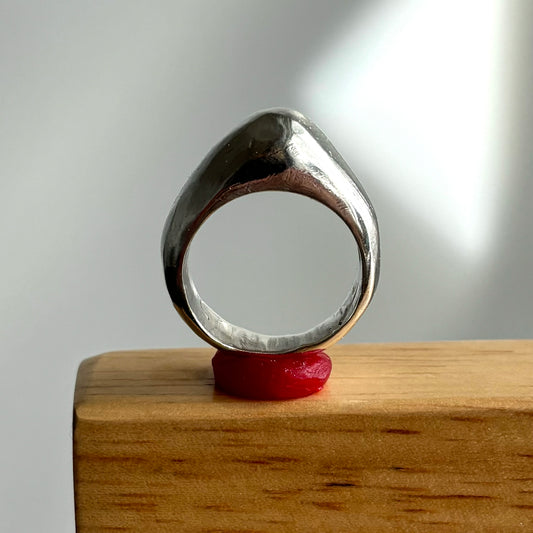 side profile chunky pointed silver ring